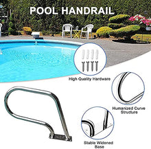 Easy-to-Install Handrails for Inground Pools Entrances 3-Bend Spa Rail Stainless Steel Deck Grab Ladder 81×57cm