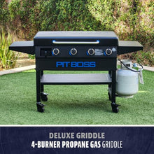 Pit Boss 4-Burner Propane Gas Deluxe Fold & Go Portable Griddle Grill with Hard Cover, 753-Sq. In. (37" L x 20" W) Cooking Space, 62,000 BTU, for Tailgating, Camping, and Traveling, Black