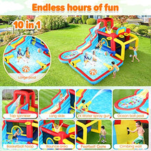 AKEYDIY Inflatable 10-in-1 Bounce House Water Slide with Splash Pool & 620W Blower
