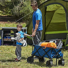 Outdoor Folding Utility Wagon Collapsible Camping Wagon Heavy Duty Garden Cart Portable Utility Trolley Adjustable Handle Load 60kg / 132lbs