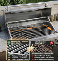 6 Burner Built In Gas Grill Island Head, Stainless Steel 39 Inch Propane Grill with Rear Burner, 72,000 BTUs, 684 SQ In Racks with Dual Fuel Compatibility
