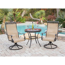 Hanover Monaco 3-Piece Patio Dining Set with Swivel Rockers and Bistro Table Tan