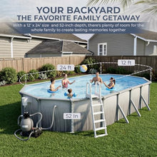Blue Wave Martinique 12x24-ft Oval 52-in Deep Hard Sided Above Ground Pool Kit with 7-in Steel Top Rails, Dual-Speed Sand Filter System, Ladder, Liner, Skimmer & Maintenance Kit – 6,300 Gallon Cap