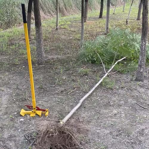 Heavy Duty Tree Root Puller Tool, High-Leverage Garden Sapling with Long Handle - Fully Uproots Woody Stems, Metal Stake Fence Post Remover
