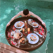 ERoomQ Floating Tray,Water Surface Floating Disc,Floating Serving Tray Table Round with Handles,Swimming Pool Floats for Adults for Food Hot Tub Breakfast,60Cm