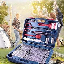 QIYUDS Heavy Duty BBQ Grilling Accessories, Grill Tools Set, Stainless Steel Grilling Kit with Barbecue Grill Fire Pit & Storage Case, for Camping, Tailgating