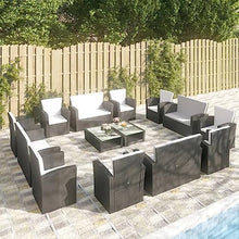 AJSEOYBS Outdoor Patio Set,Outdoor Garden Furniture,16 Piece Patio Lounge Set with Cushions Poly Rattan Black,for Deck, Patio, Garden, Poolside, Backyard