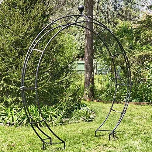 Zaer Ltd. Large Elegant Round Garden Arch Moon Gate Black