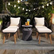Patio Furniture Set with Small Outdoor Table, Patio Bar Set w/ Sillas para Balcon, Sillas para Patio Exterior, Premium PP Rope Weaving Chairs, 350 lbs Capacity, 5-Piece Set for Backyard (Beige+Black)