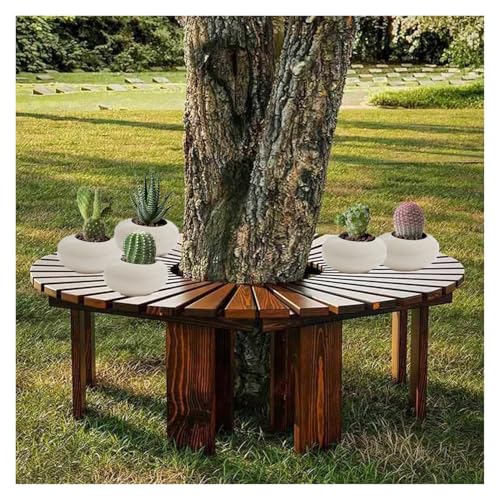 BXKCFYBSQ Round Outdoor Tree Bench,Wooden Seat Wrap Around,Decorative Curved Garden Stool,Easy to Install,Shape Extends Infinitely,Capacity 400KG(Color1)