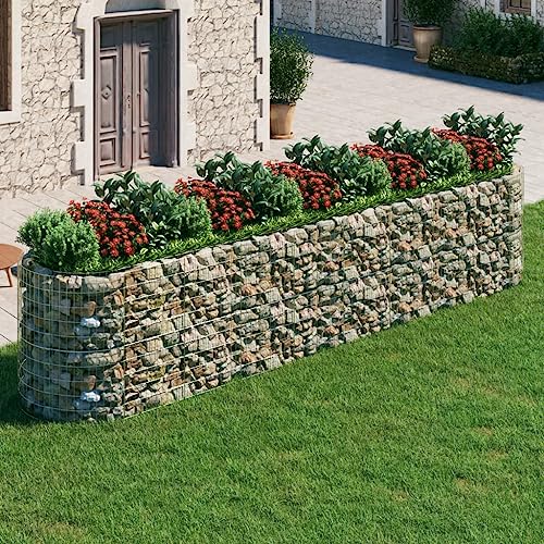 Gabion Raised Bed Galvanized Iron 196.9"x39.4"x39.4" for Outdoor Plants White/Black/Other