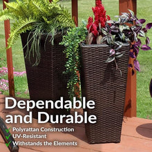 Sunnydaze 24" Square Tall Wicker Outdoor Planter, Brown, 8pk
