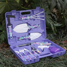 XIXIDIAN Garden Tools Set, 10 Pieces Gardening Tools with Purple Floral Print & Plastic Box, Ergonomic Handle Garden Hand Tools,Planting Tool Gardening Gifts for Women Men