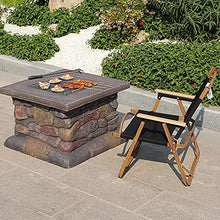 Campfire Patio Fire Pit,Large Outdoor Fire Pit,Portable Fire Pit,Table Brazier Garden,Square Fire Pit,Backyard Fire Pit,with Log Poker, Mesh Screen Lid 24.8In