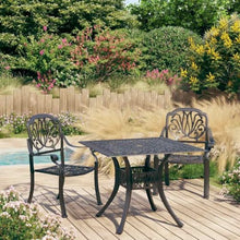 KUPTYERFG 3 Piece Cast Aluminum Bistro Set, Outdoor Patio Dining Set with 35.4 in Round Table and 2 Armchairs, Black Matte Finish Metal Furniture for Garden and Terrace