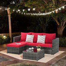 Finca ancha 3-Piece Patio Furniture Set with Small Outdoor Table, Patio Bar Set w/Sillas para Balcon, Sillas para Patio Exterior, Handwoven All-Weather Wicker, Large Cushions, Breathable Fabric (Red)