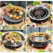 Charcoal Grill Portable Round Barbecue Stove Food Charcoal Stove With Grill Pan Base Tabletop BBQ Grill Outdoor Cooking Picnic Barbecue (Color : Black Size : 33x14cm)