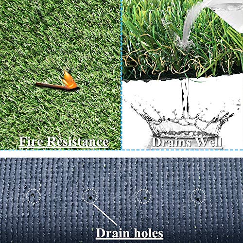 Conscience Trading Artificial Grass 0.8" Customized Size 4-Tone Outdoor Rug 9 Ft