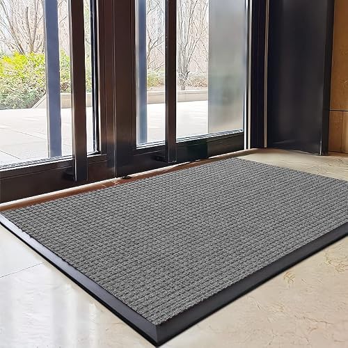YUHYCOS Commercial-Grade Entrance Mat, Door Mat Indoor/Outdoor, Heavy Duty Doormat Scraper Floor Mat for Home Entrance - Low-Profile Mats for Home, Schools, Cafes, Business(Light Grey,120 * 180cm)