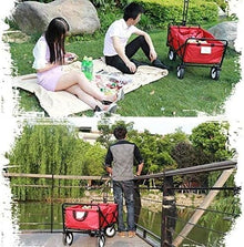 Folding Garden Trolley Cart Heavy Duty Wagon Multi-Function Shopping Cart for Outdoor Camping Beach Supermarket