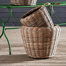 Woven Dry Basket Planter 26.75" Brown Round Rattan