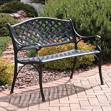 Sunnydaze Outdoor 2-Person Metal Garden Bench with Backrest, 40” W, Black
