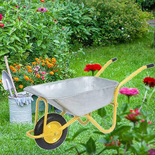 Etlegor Galvanized Wheelbarrow, Dump Cart Garden Cart Material Debris Hauler Pneumatic Tires Perfect for Transporting Sand, Dirt, Garden Waste (Color : Yellow, Size : 130x30x58cm)