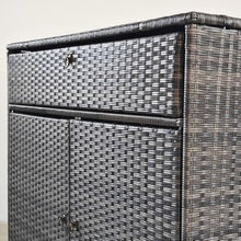 lafengyan Freestanding PE Rattan Storage Cabinet with Towel Rack and Drawer for Poolside, Hot Tub, Deck, or Bathroom Use