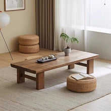 HASMI Living Room Table Vintage Tea Table Japanese Square Long Tea Table to Sit On The Floor Furniture Coffee Tea End Table for Living Room Outdoor Side Table (Size : Brown 140x60x38cm)