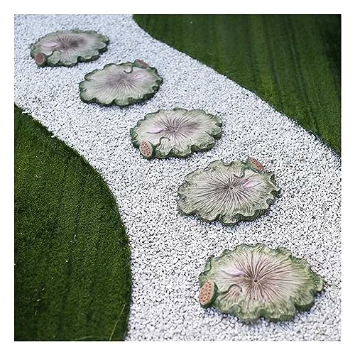 Etlegor Garden Stepping Stones Set, Lotus Pedal Stone Garden Path Concrete Decorative Stones Creative Garden Courtyard Lotus Decoration (Color : 5PCS, Size : 32x32x2cm)