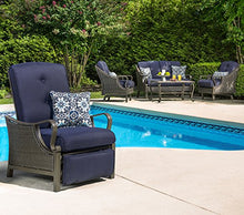 Hanover Ventura Brown Wicker Outdoor Recliner Chair with Cushions and Accent Pillow, Luxury All-Weather Outdoor Patio Recliner Chair with Rust Resistant Steel Frames for Deck, Backyard, Pool Side