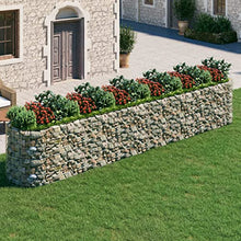 Gabion Raised Bed Galvanized Iron 236.2"x39.4"x39.4" with Self-Watering Ceramic Flower Pots in White and Black