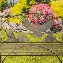 Zaer Ltd. International Classic Iron Garden Bench with Nature Scenery (Flying Eagle Backrest in Bronze)