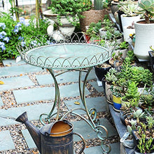 Round Wrought Iron Outdoor Side Table with Hollow Design Anti Rust Patio Bistro Coffee Table for Garden Indoor and Outdoor Use