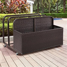 Pemberly Row Coastal Wicker/Rattan Patio Float Caddy in Brown