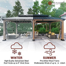 MONDAWE Cedar Wood Gazebo 12x20Ft Hardtop Pavilion with Netting