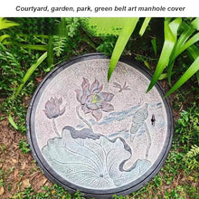 Etlegor Manhole Cover and Frame 31.5", Chinese Retro Art Manhole Cover FRP Recessed Solid Top Cover with Base Heavy Duty Metal Inspection for Yard, Septic Tank Lid(#1)