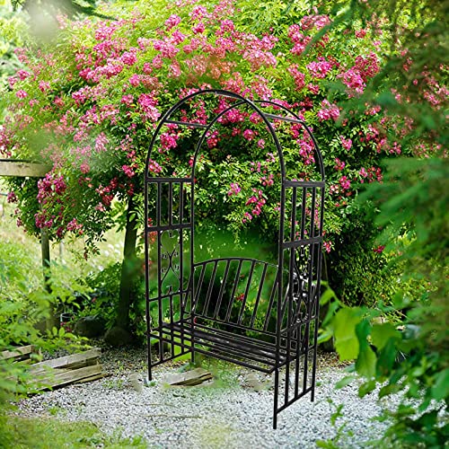 Garden Arch with Metal Frame,Arch Backdrop Stand,for Climbing Planting Plant Stand in Garden Yard Outdoor (Color : Black)