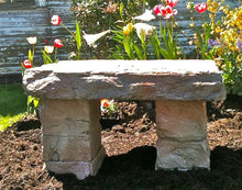 "Garden Bench" Cast Stone Granite Rock Bench 3 Piece, Patio Furniture, Concrete Bench Hand Sculpted Rustice Garden Decor