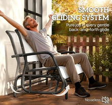 Seeheool Porch Glider Swing with 3 Seats,3-Person Outdoor Patio Glider Bench,Breathable Mesh Fabric, Metal Frame