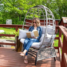 Sunnydaze Double Outdoor Egg Chair with Legs - 2-Seat Glider Rocking Egg Chair with Cushions and Pillows - Gray