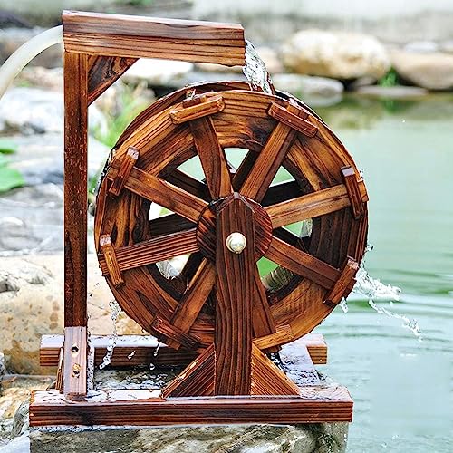 Water Fountain for Garden,Outdoor Water Wheel Fountain,Water Feature Ornamental Fountain Waterfall Feng Shui Wheels,Living Water Feature Patio Pool Pond Wooden Garden Indoor Decorative (Size : 90cm)