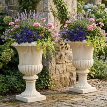 Merax 2 Set 15.94" H Classical Scroll & Fluted Pedestal Urn Planter