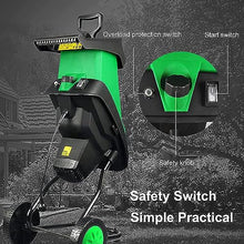 Qiokoith Electric Garden Shredder Wood Chipper 2400W Leaf Mulcher - Efficient Lawn and Garden Use Chippers for Quick and Easy Cleanup