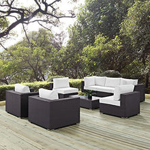 Modway Convene Wicker Rattan 8-Piece Outdoor Patio Sectional Sofa Furniture Set in Espresso White