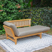 Cambridge Casual Auburn Teak Wood Outdoor Convertible Sofa Daybed – 3-in-1 Patio Couch, Outdoor Futon Sofa Bed & Chaise Lounge with Honey Brown All-Weather Wicker & Cast Shale Cushion