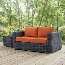 Modway Summon Wicker Rattan Outdoor Patio Sunbrella Loveseat in Canvas Antique Beige