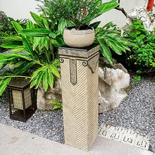 ARCVOX Asian Zen Pagoda Pedestal Stand Pillar, Polyurethane Antique Stone Columns, Pedestal Stand Holder Indoor Outdoor, Landscape Prop Scene Layout (Size : Size M)