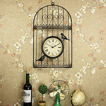 EHVYBDX Outdoor Garden Wall Clock Iron Art Bird Cage Design Garden Clocks Outdoor Waterproof Creative Home Furnishings Outside Clock Outdoor Wall Clock Indoor Outdoor Decoration White
