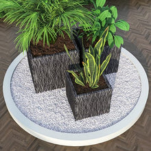 LeisureMod Verdura Mid-Century Modern 3-Piece Fiberstone Planter Set Black